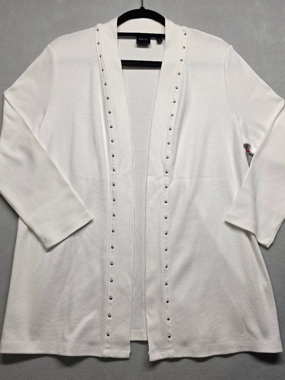 Rafaella NWT White Studded Open Front Cardigan Top Sz L